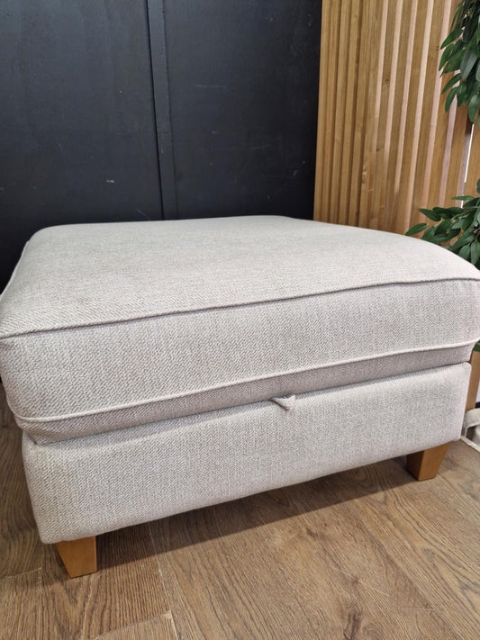 Large Storage Footstool | Light Grey / Silver Fabric / Inca