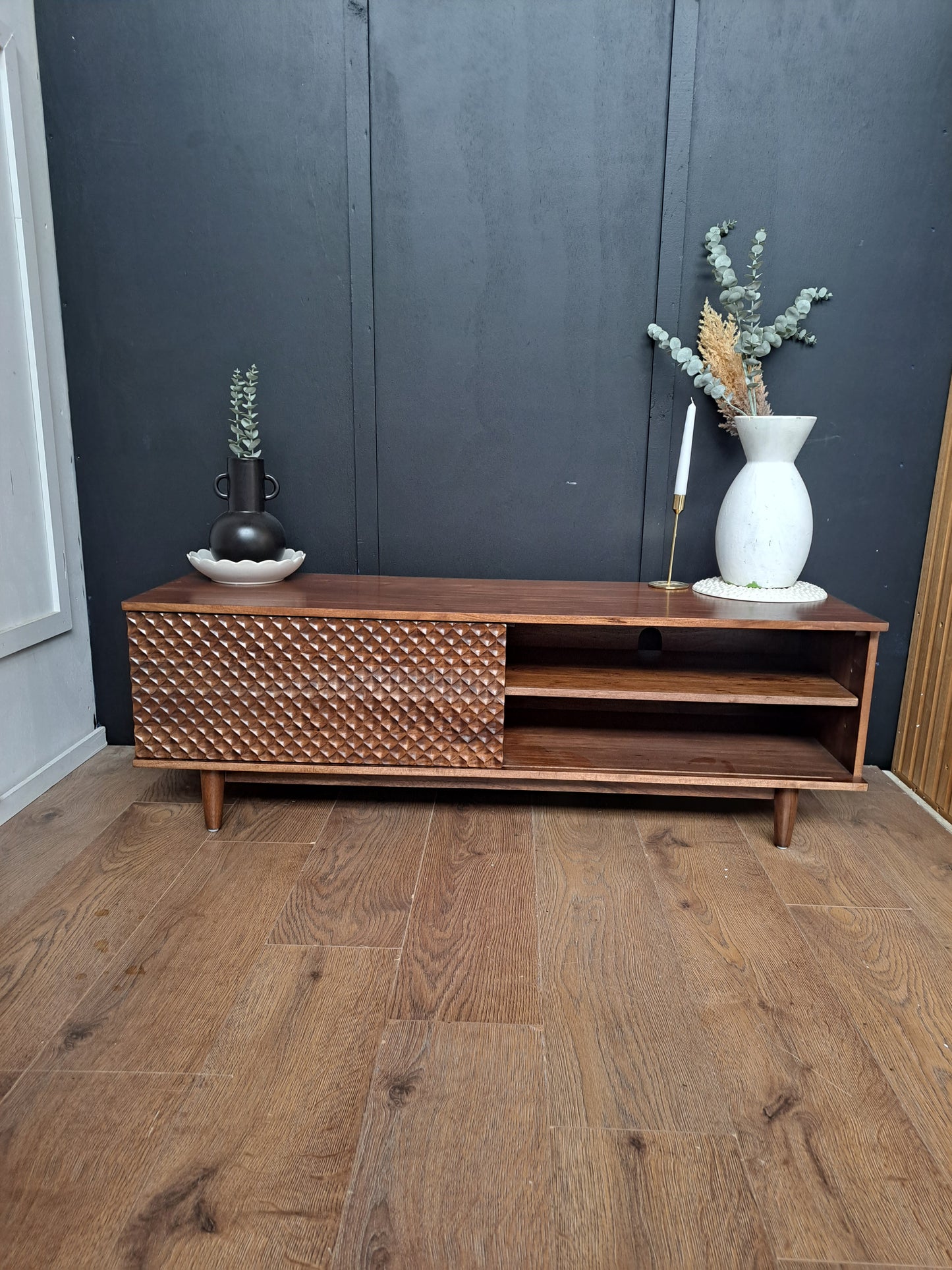 Walnut Sliding Door Tv Stand / Media Unit