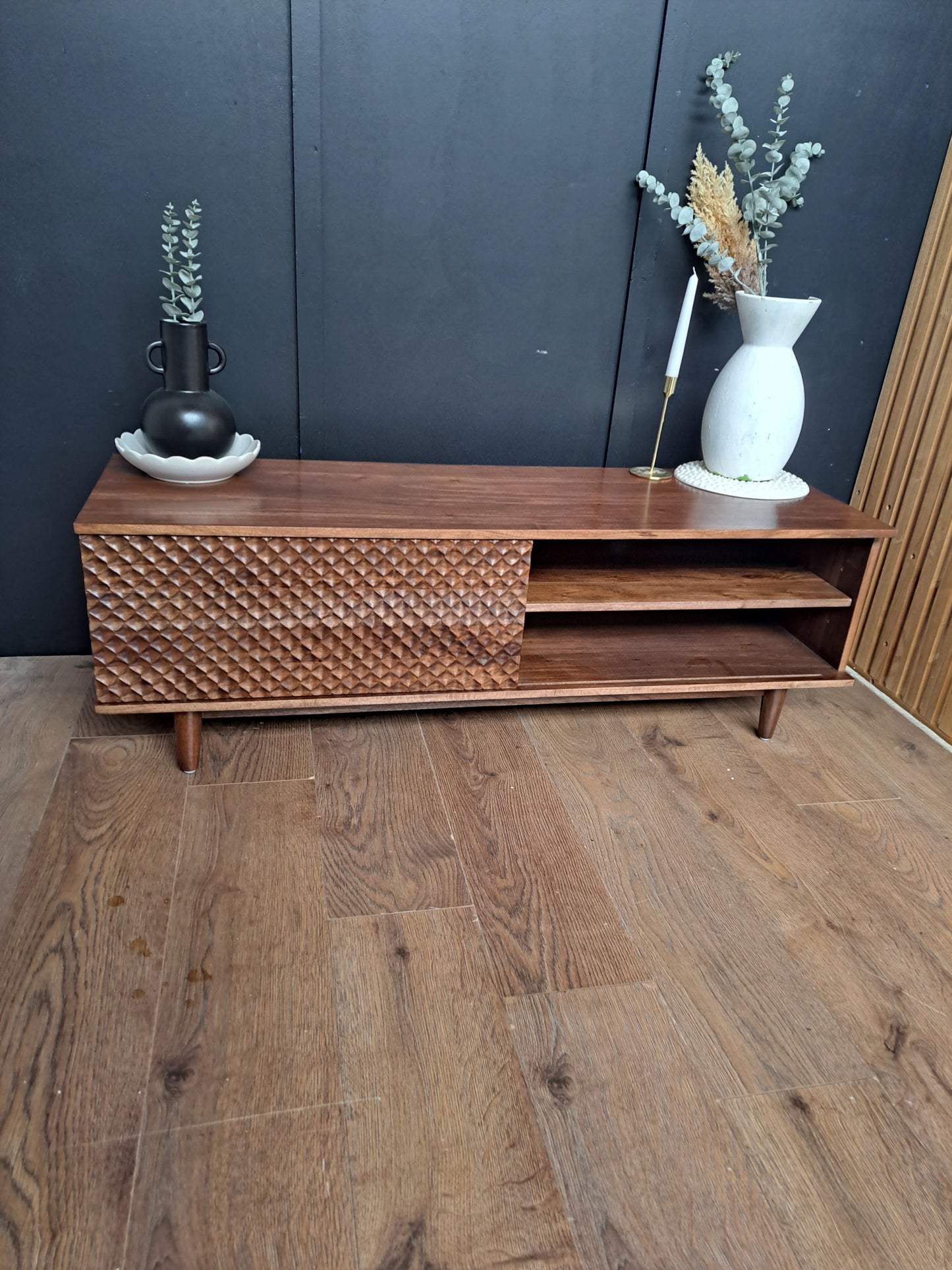 Walnut Sliding Door Tv Stand / Media Unit
