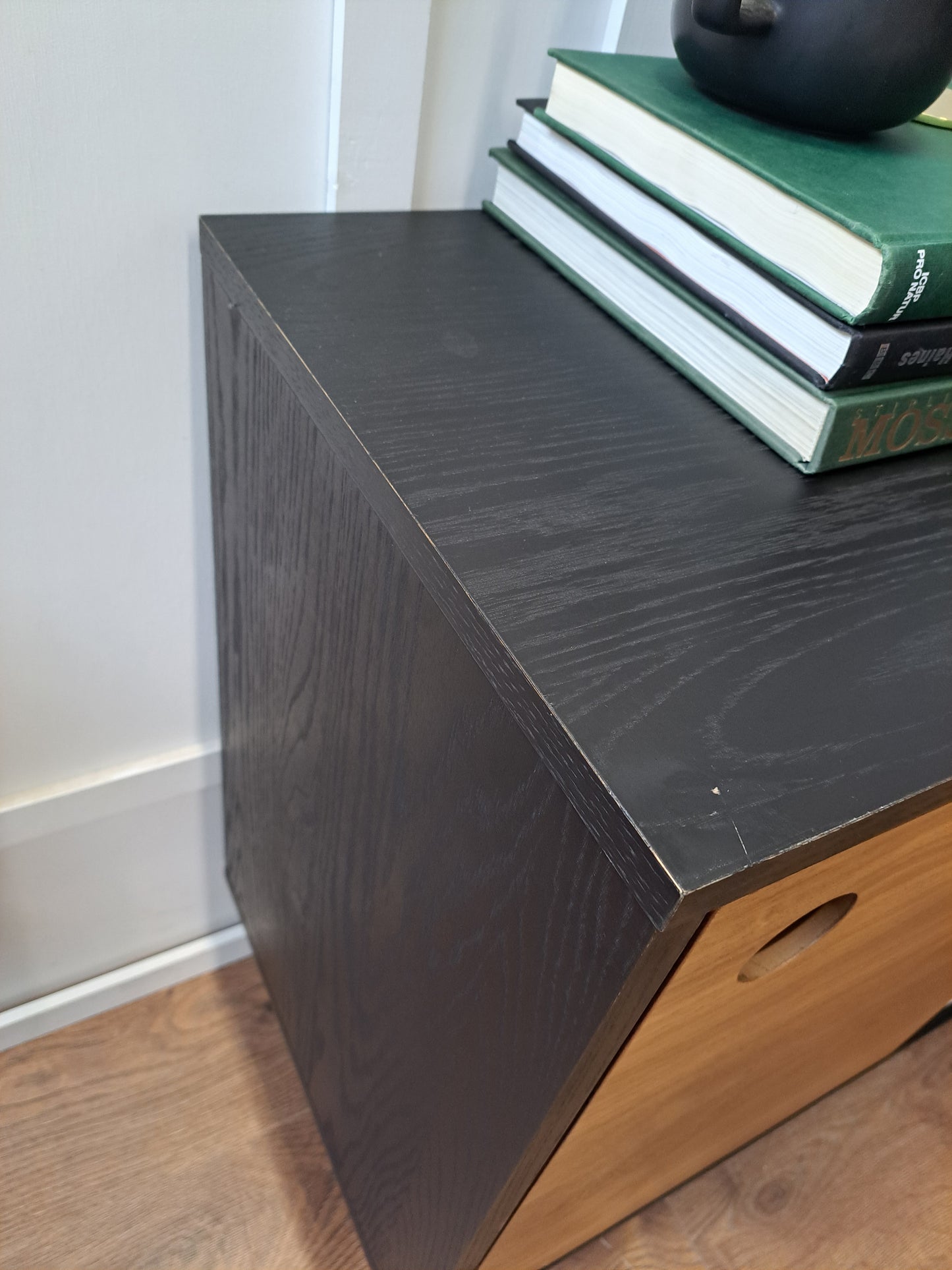 Sideboard Black and Walnut Wood Effect | Sliding doors