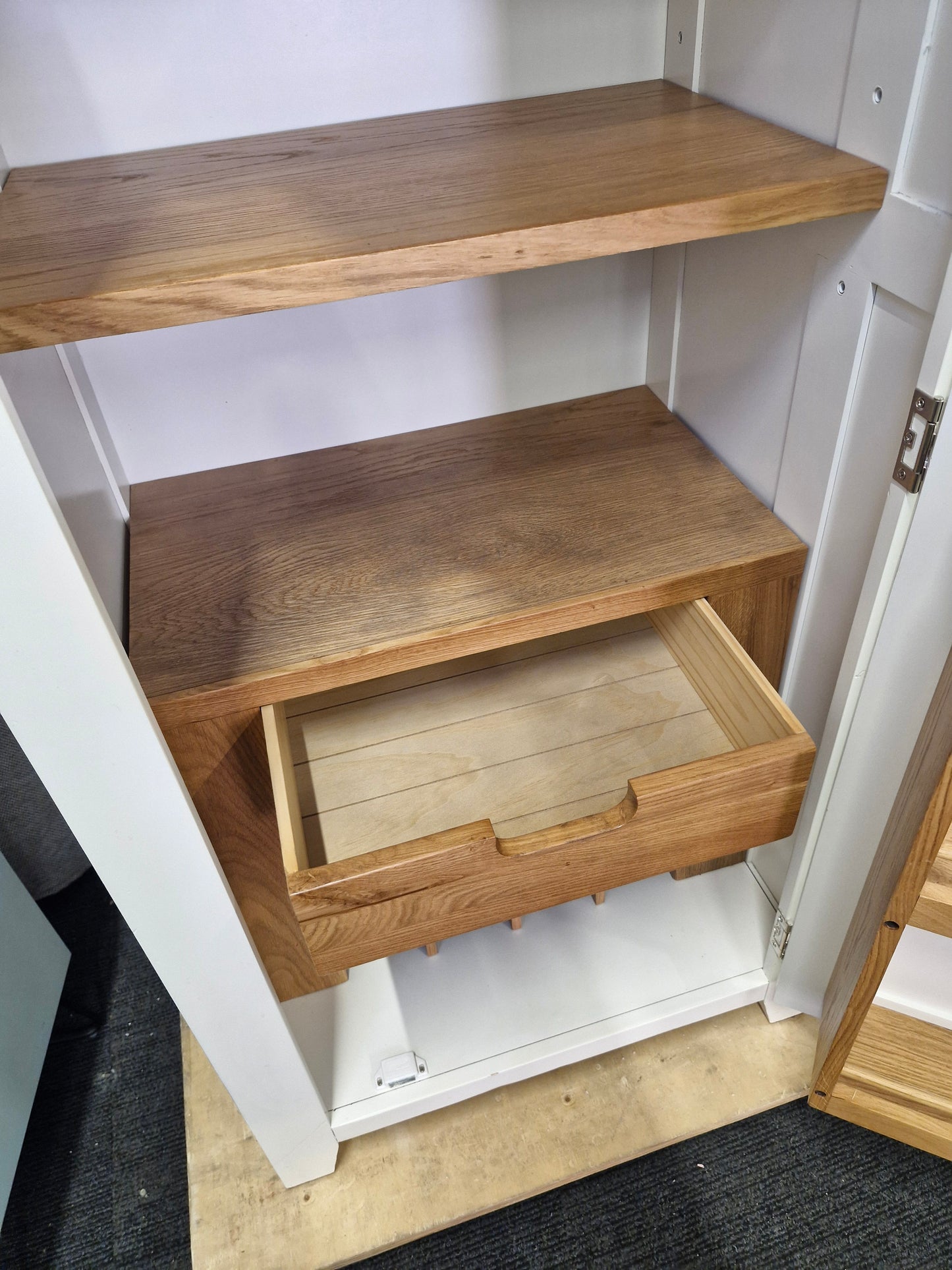 Off-white and Oak Slim Single Kitchen Larder