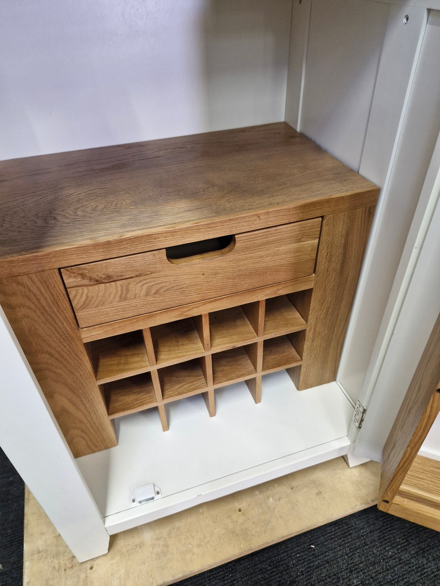 Off-white and Oak Slim Single Kitchen Larder