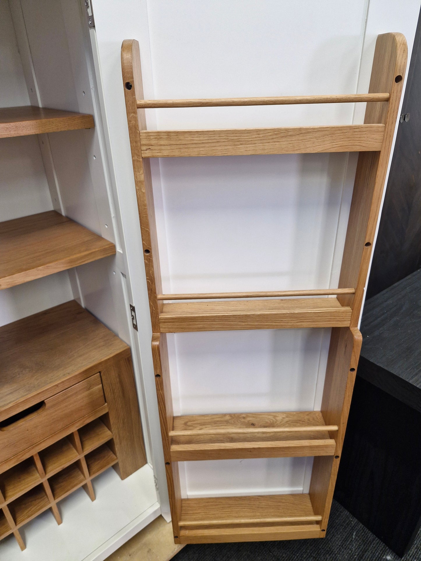 Off-white and Oak Slim Single Kitchen Larder