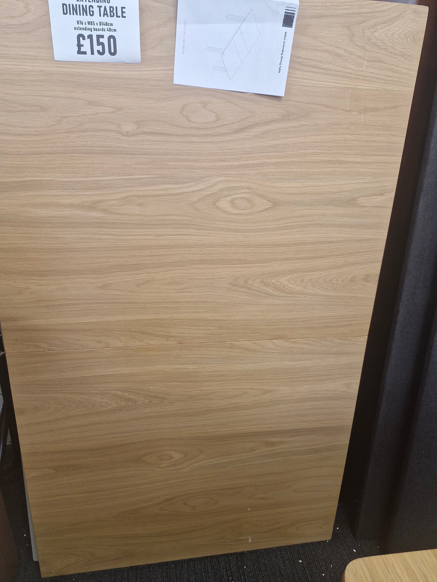 Oak and White / Linen Extending Dining Table 4-6 seater / Wilton
