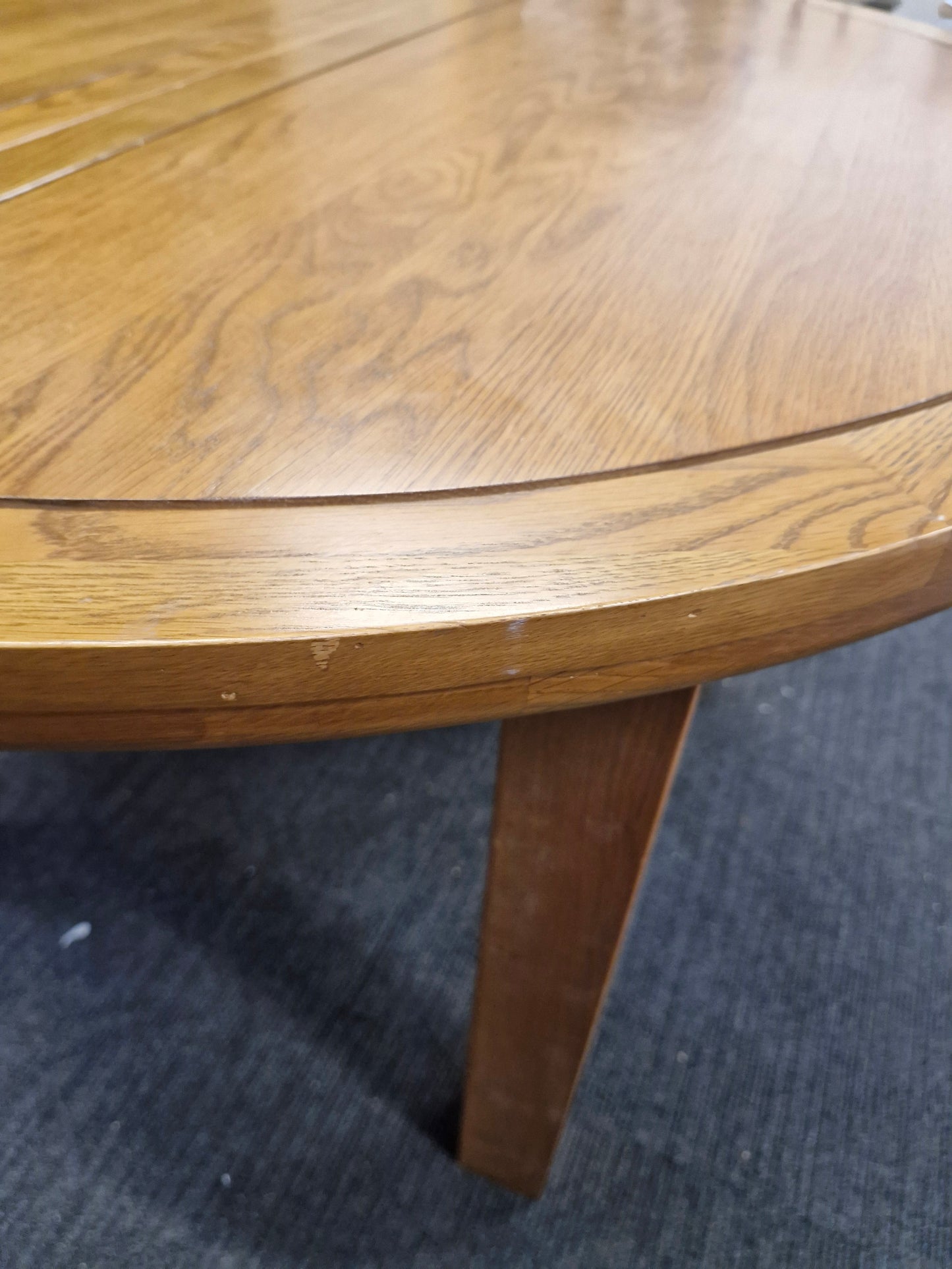 Extending Round Dining Table - Rustic Solid Oak  / Oak Furnitureland KNIGHTSBRIDGE