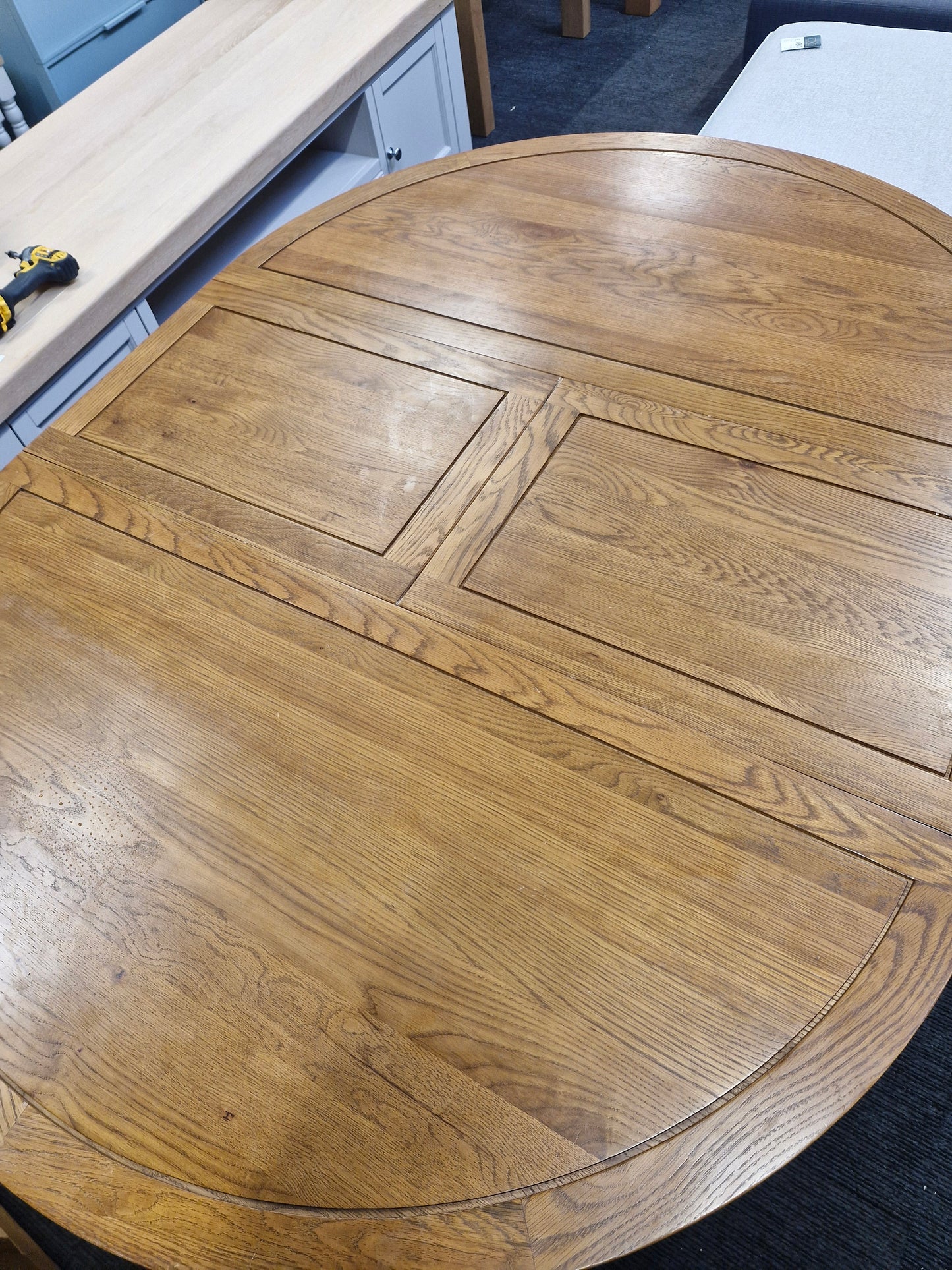Extending Round Dining Table - Rustic Solid Oak  / Oak Furnitureland KNIGHTSBRIDGE