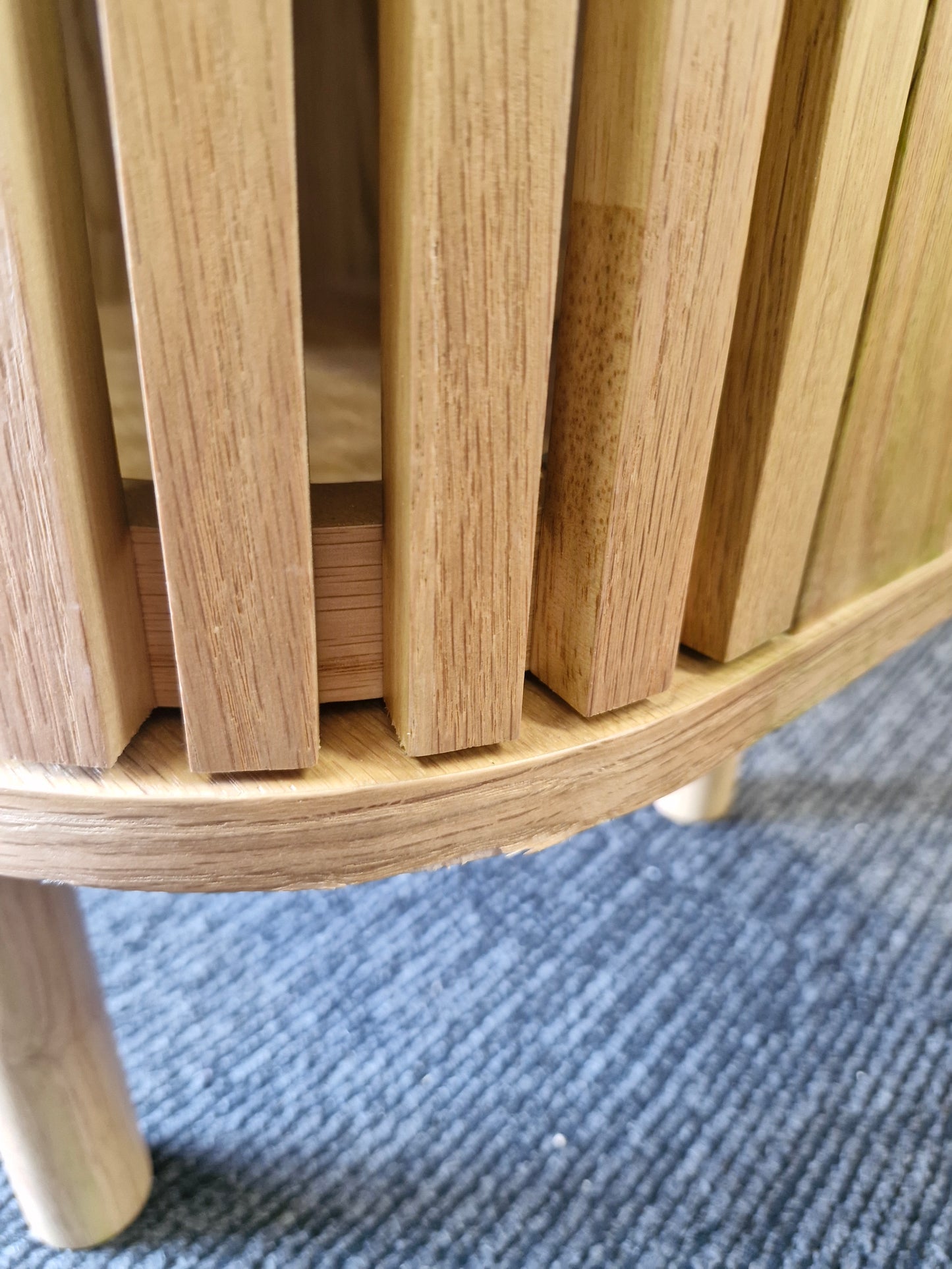 Small Oak Slatted TV Unit
