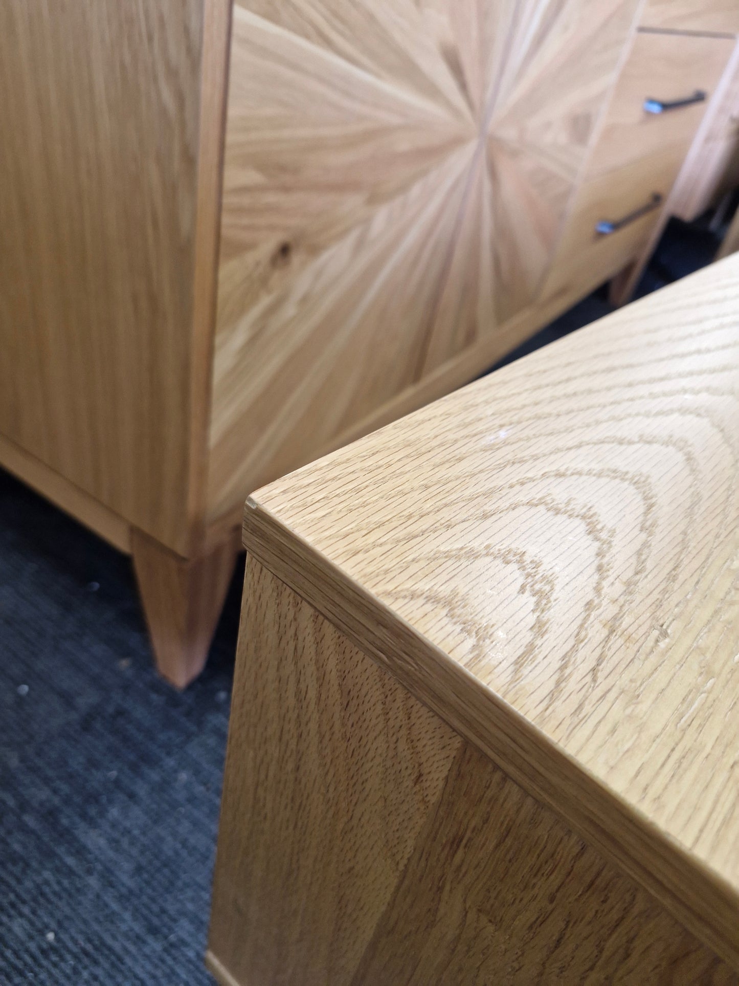 Small Oak Slatted TV Unit