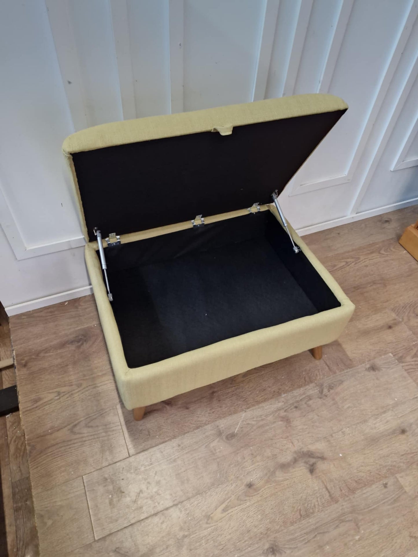 Storage Footstool | Lime Green Fabric / Oak Furnitureland Evie