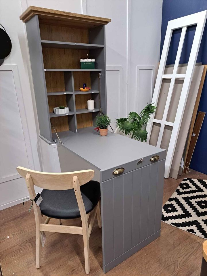 Wall Fixed Cupboard with Drop Leaf Desk/  Dining Table