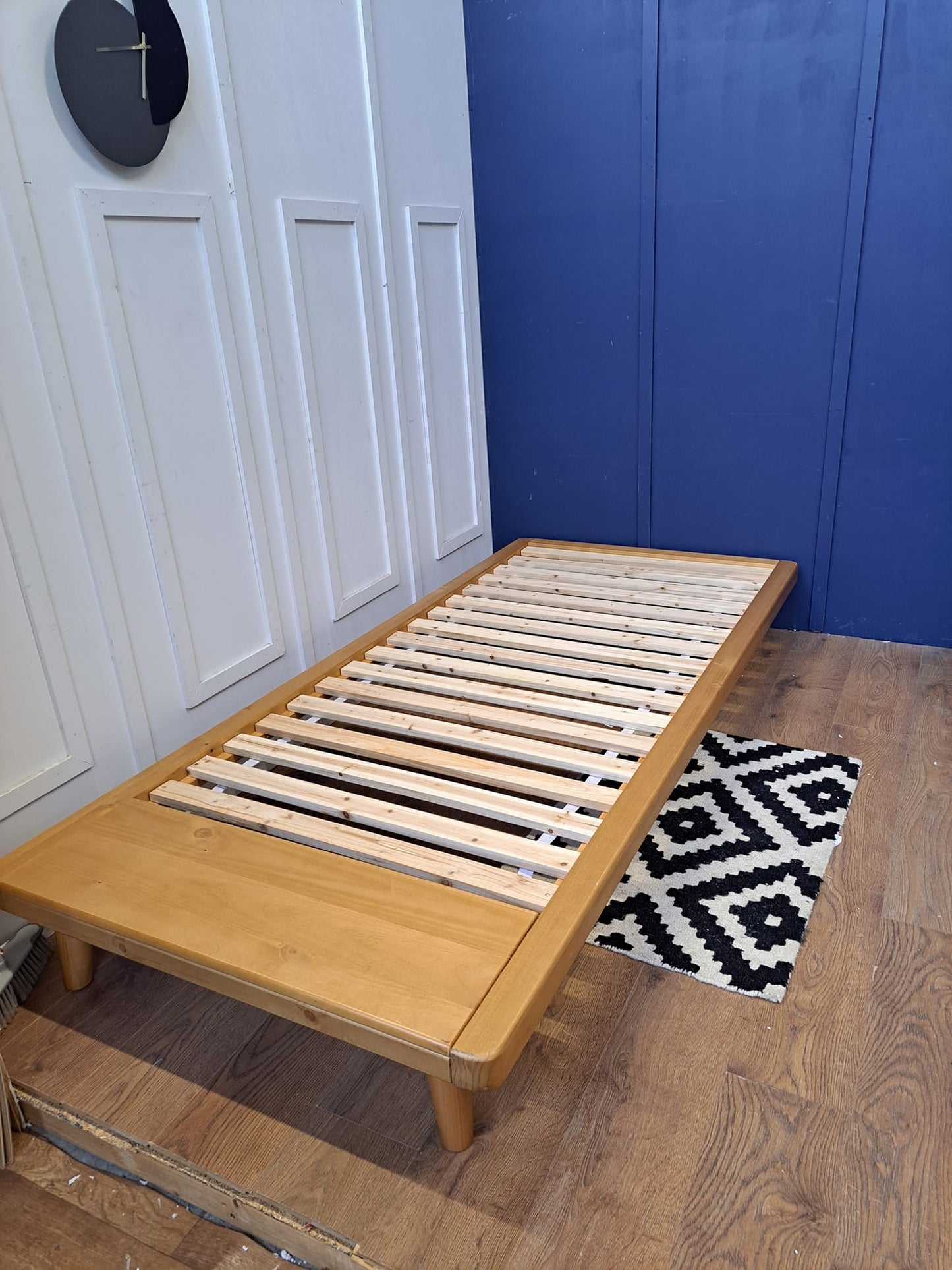 Single Solid wood Platform Bed with shelf