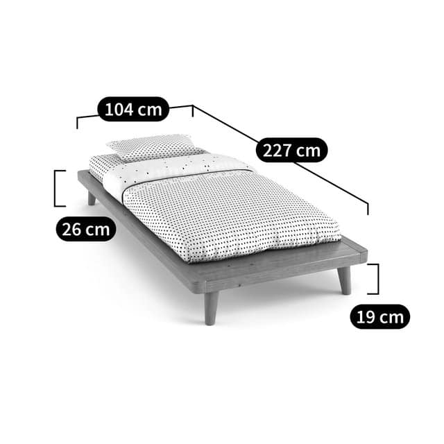 Single Solid wood Platform Bed with shelf