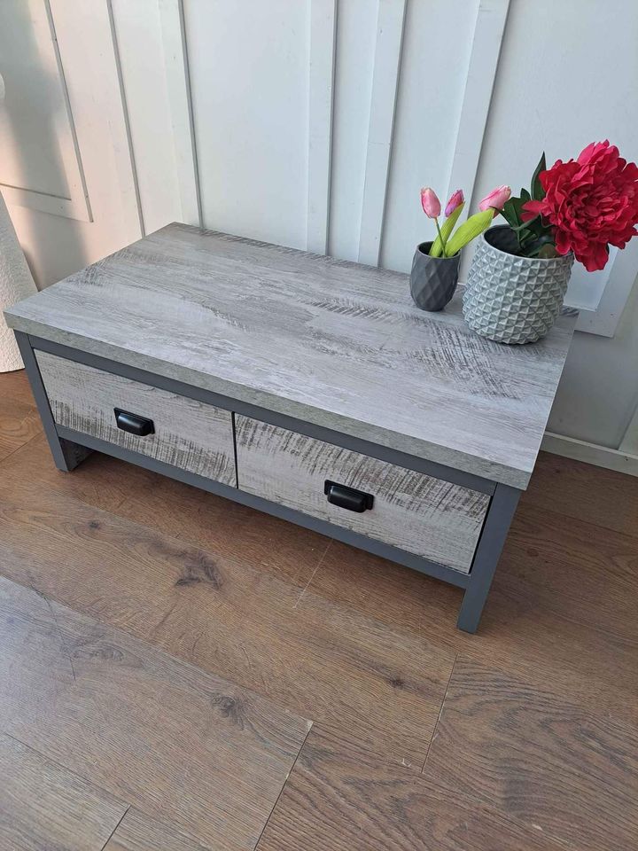 Grey Coffee Table with 2 Storage Drawers