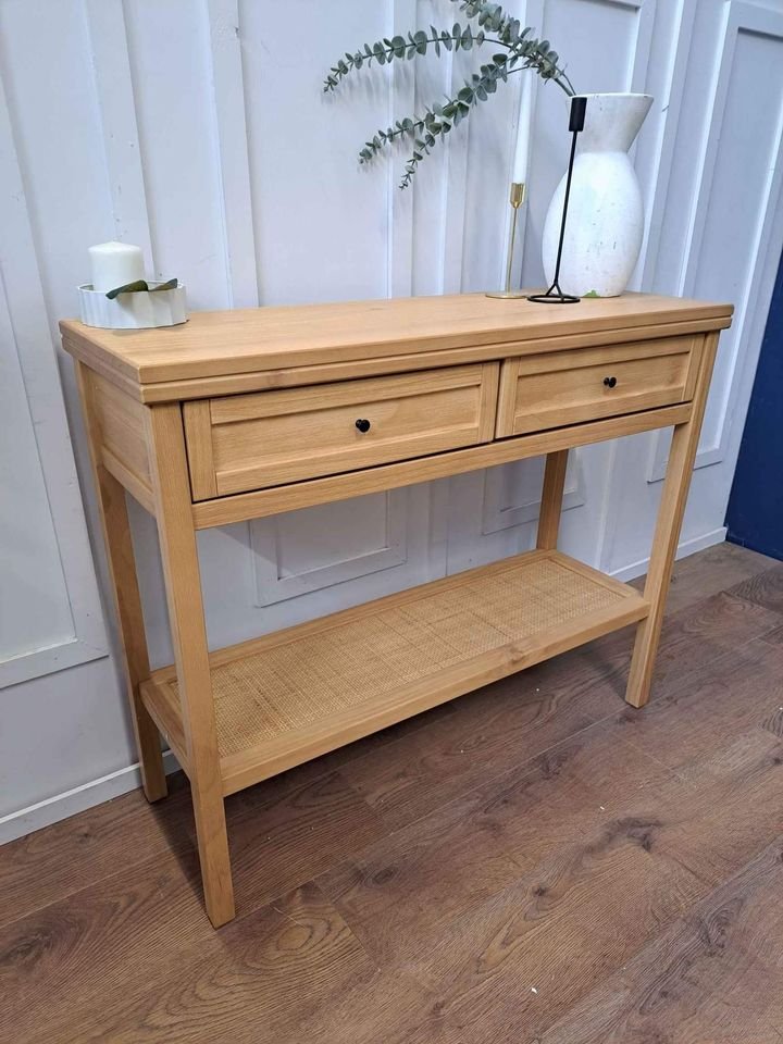 Wood and Rattan High Cabinet and Console Table