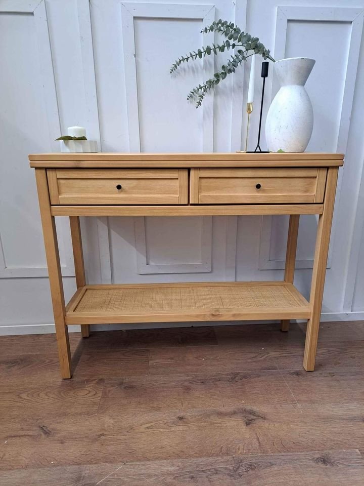 Wood and Rattan High Cabinet and Console Table
