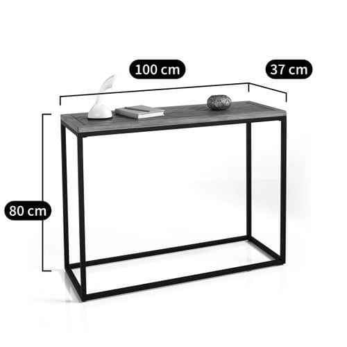 Console Table Parquet Wood and Metal ¦ Herringbone Style Solid Pine Top