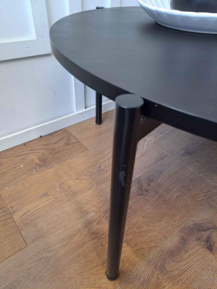 Black Round Coffee Table Wood and Metal