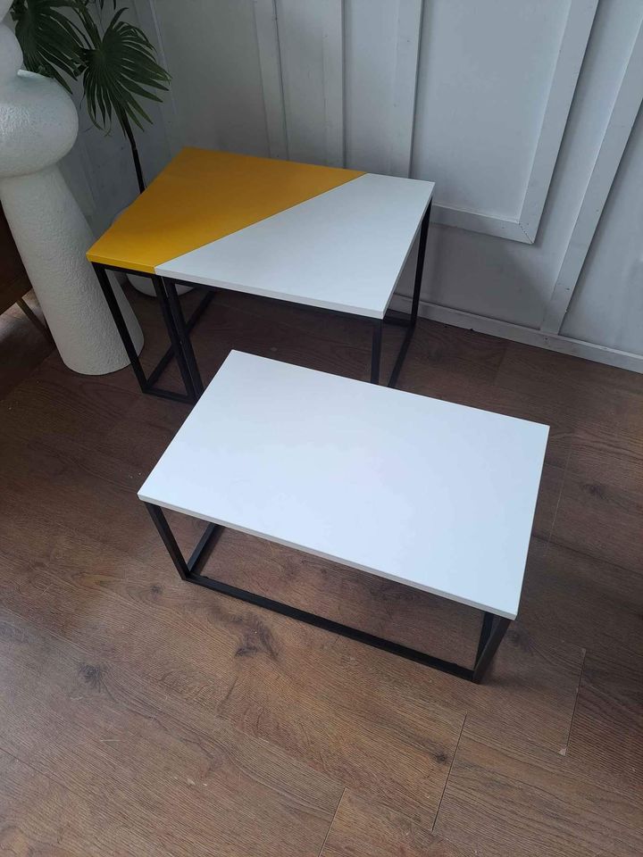 Coffee Tables / Nest of Tables ¦ White Yellow and Black metal