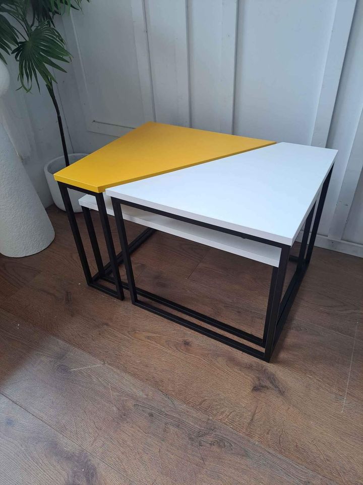 Coffee Tables / Nest of Tables ¦ White Yellow and Black metal