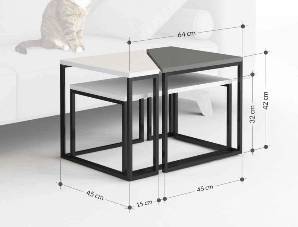 Coffee Tables / Nest of Tables ¦ White Yellow and Black metal