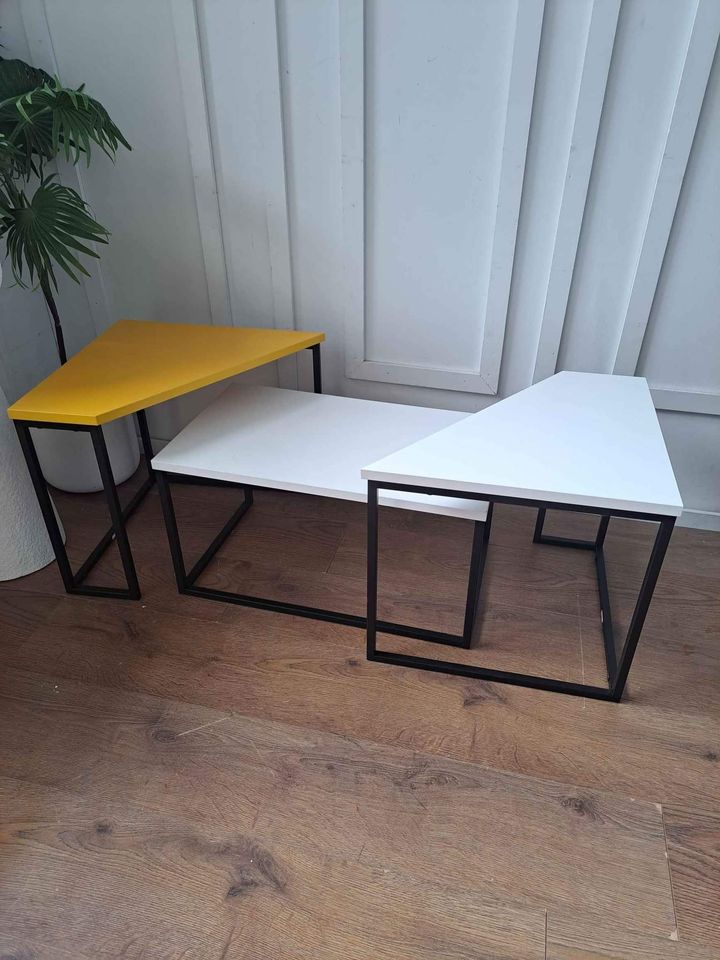 Coffee Tables / Nest of Tables ¦ White Yellow and Black metal