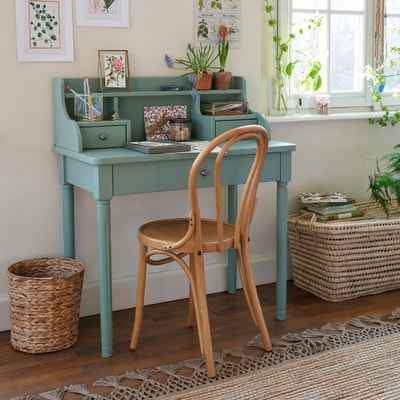 Green Desk with Storage Drawers and Shelves