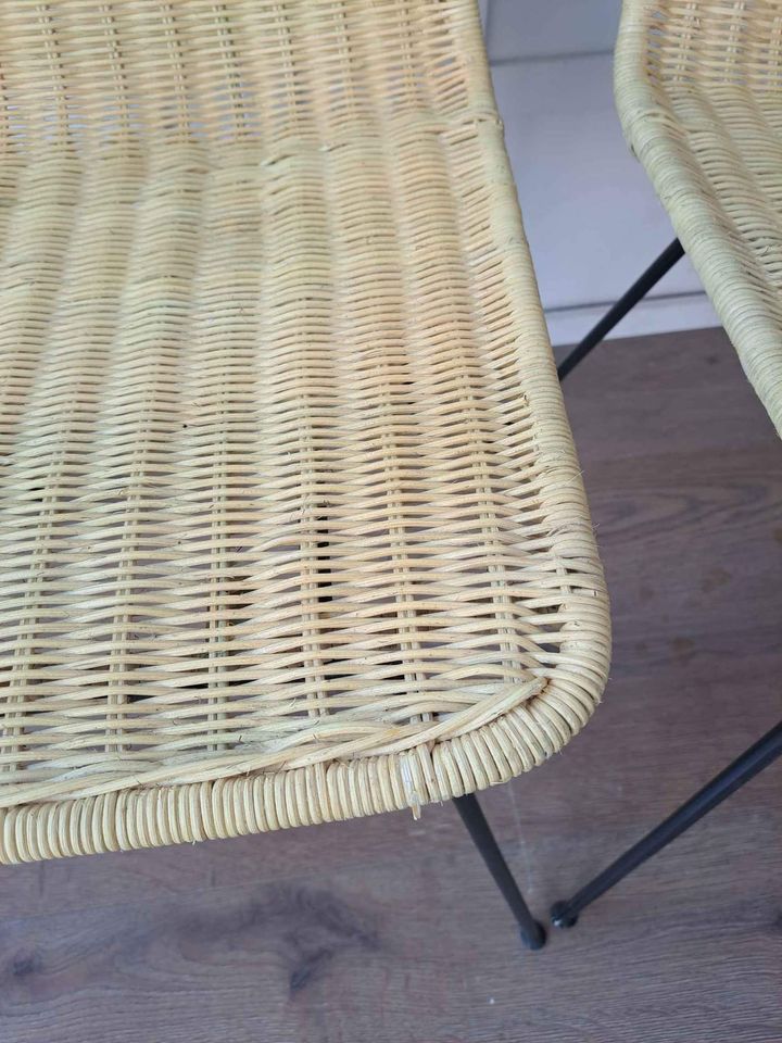 Dining Chairs set of 2 ¦ Natural Woven Rattan and Black Steel ¦ La Redoute Roson
