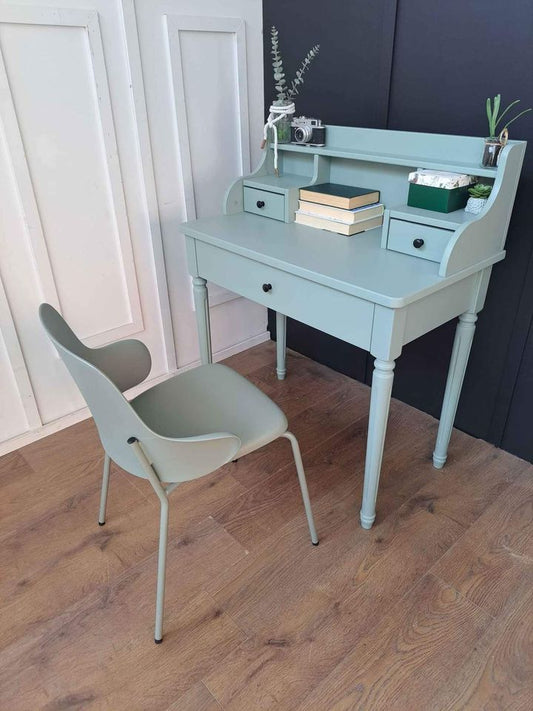 Green Desk with Storage Drawers and Shelves