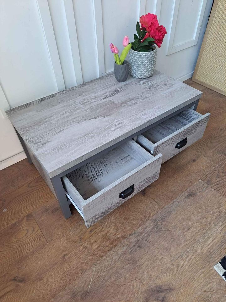 Grey Coffee Table with 2 Storage Drawers