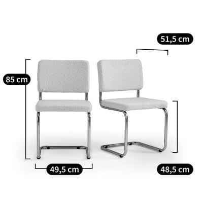 Dining Chairs Silver Metal and White Boucle La Redoute Ecru
