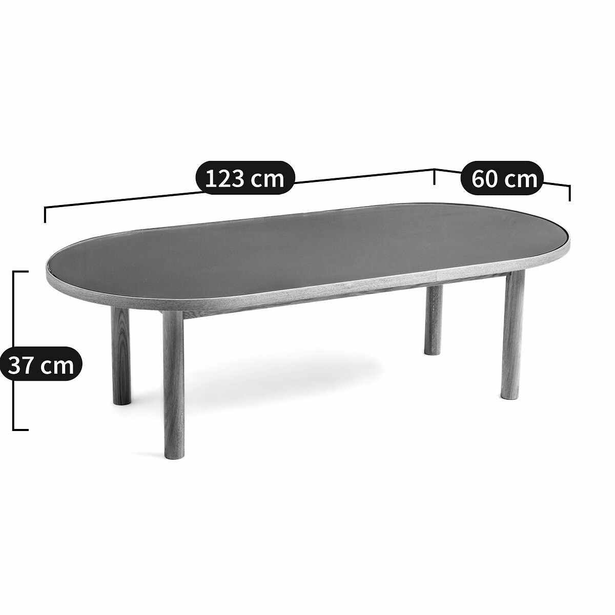 Oval Coffee Table ¦ Glass Green and Wood