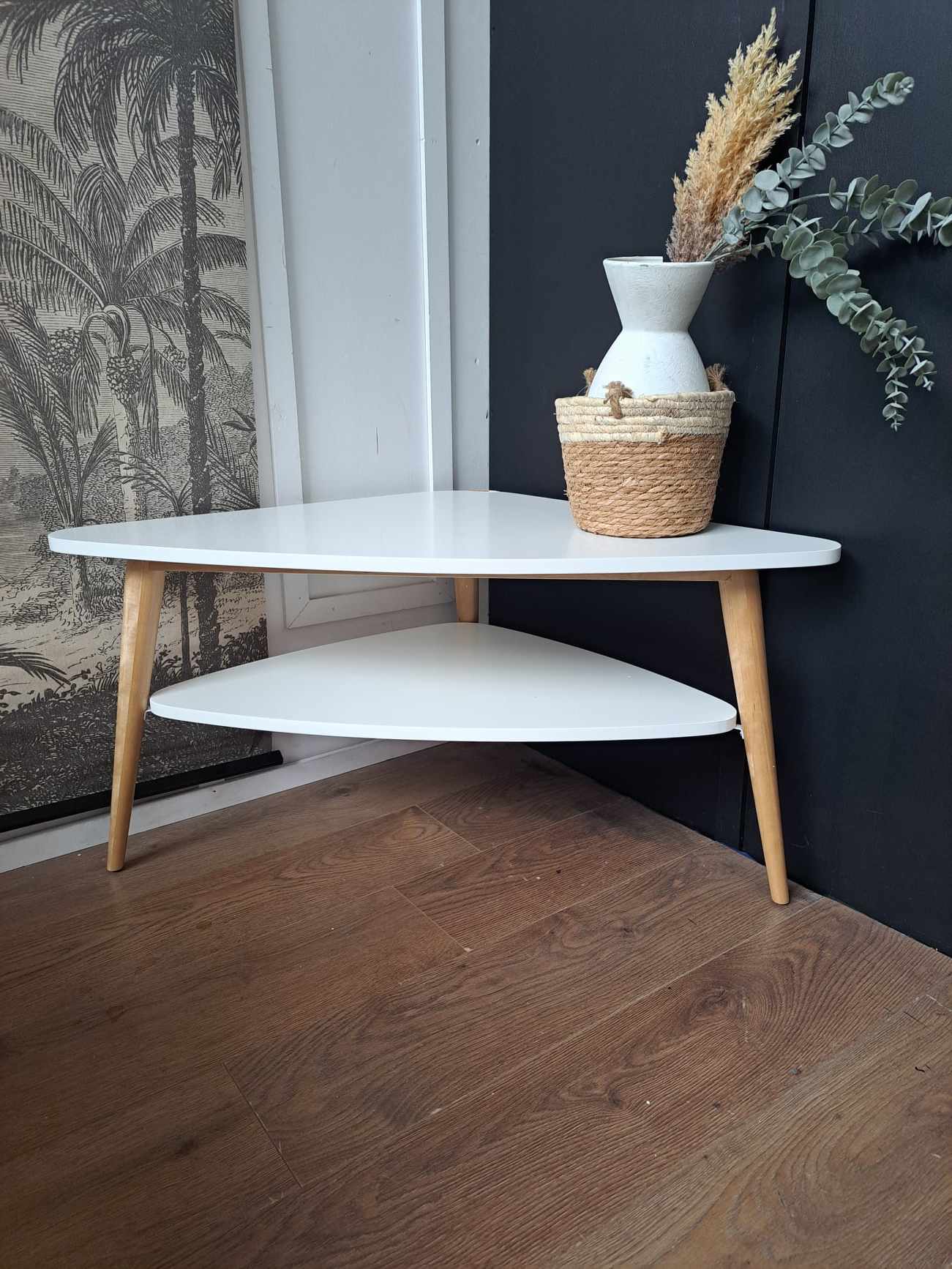 Two-Tier Corner TV Unit ¦ White and Wood