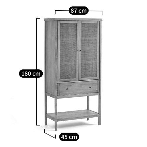 Wood and Rattan High Cabinet and Console Table