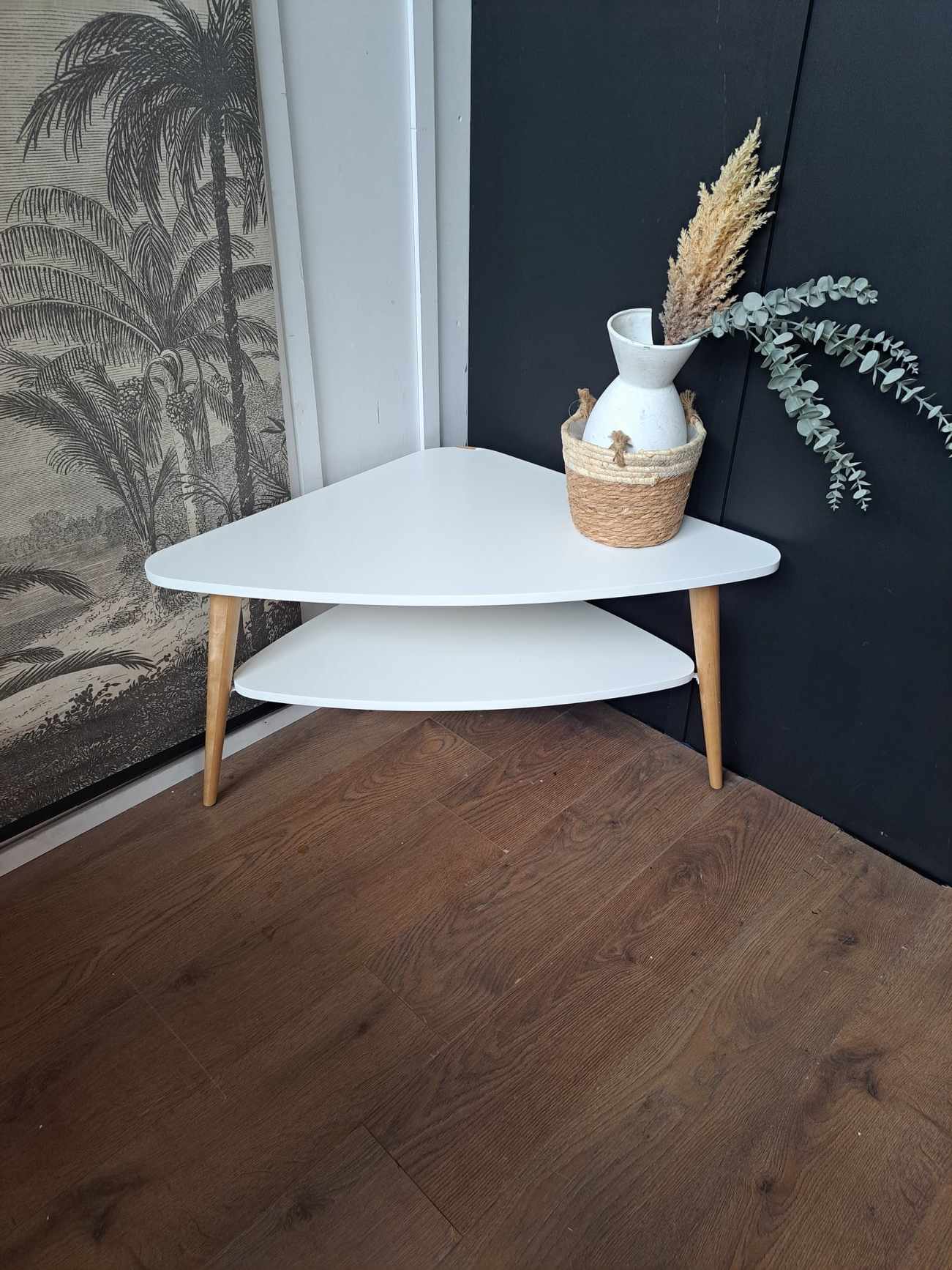 Two-Tier Corner TV Unit ¦ White and Wood