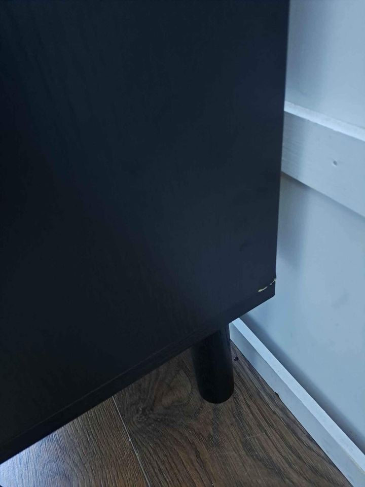 Black Tall Slim Display Storage Unit sliding doors