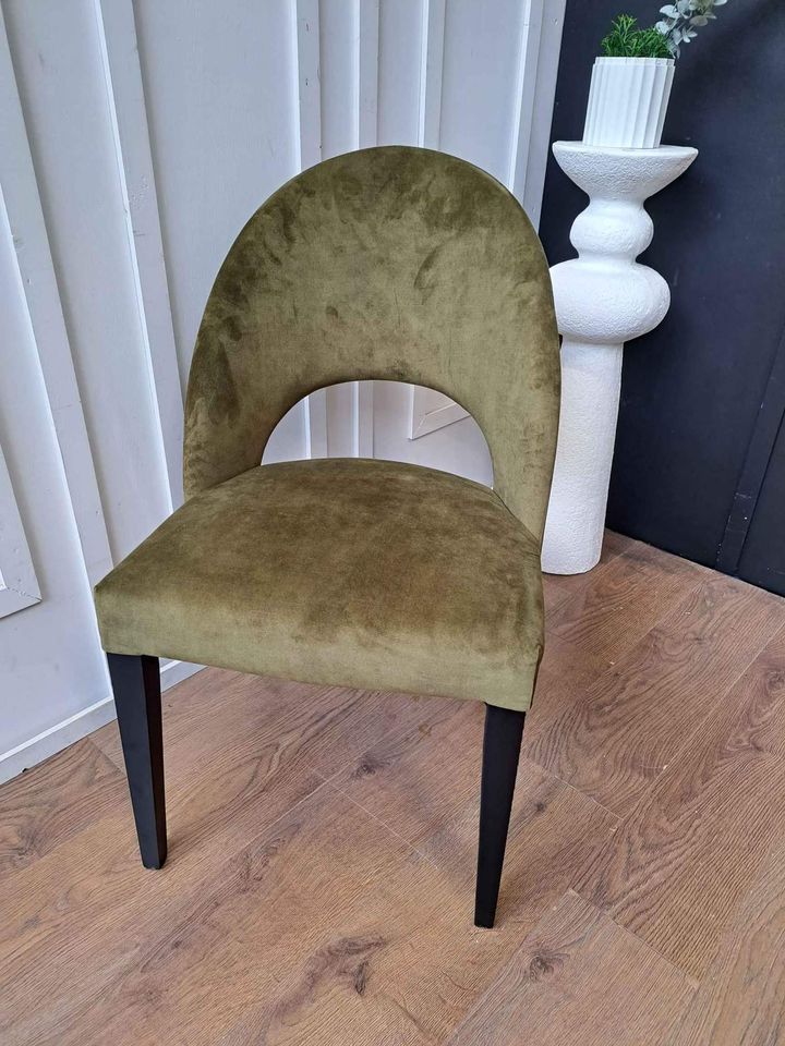 Green Velvet and Black Dining chair