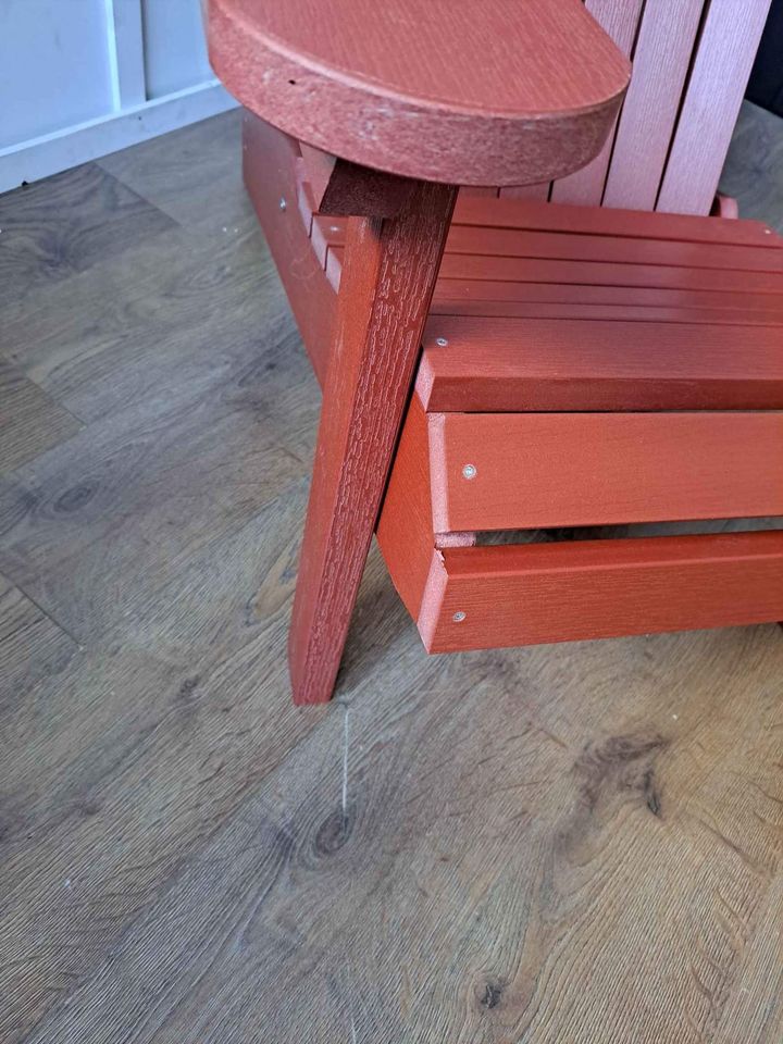 Red Reclining Deck Chair / Outdoor Patio Garden Seating