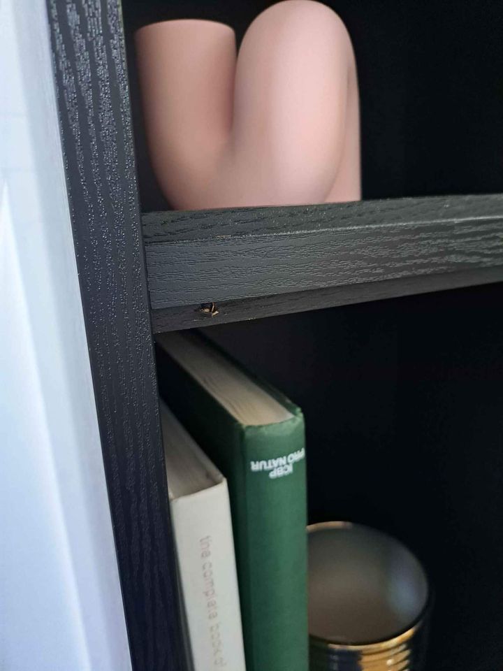 Black Tall Slim Display Storage Unit sliding doors