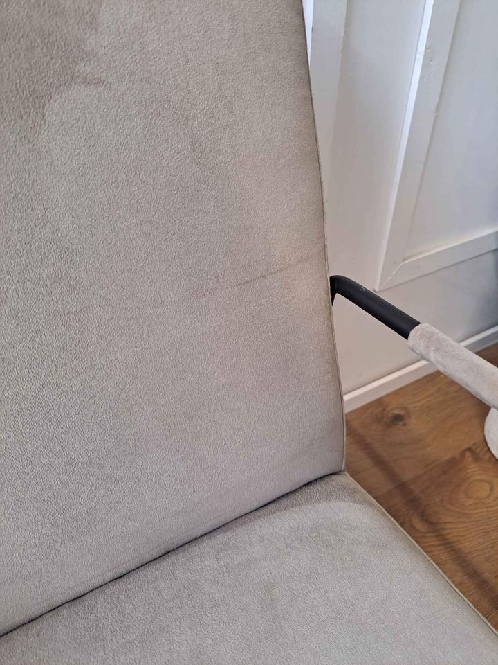 Armchair Grey Velvet and Black Metal Frame