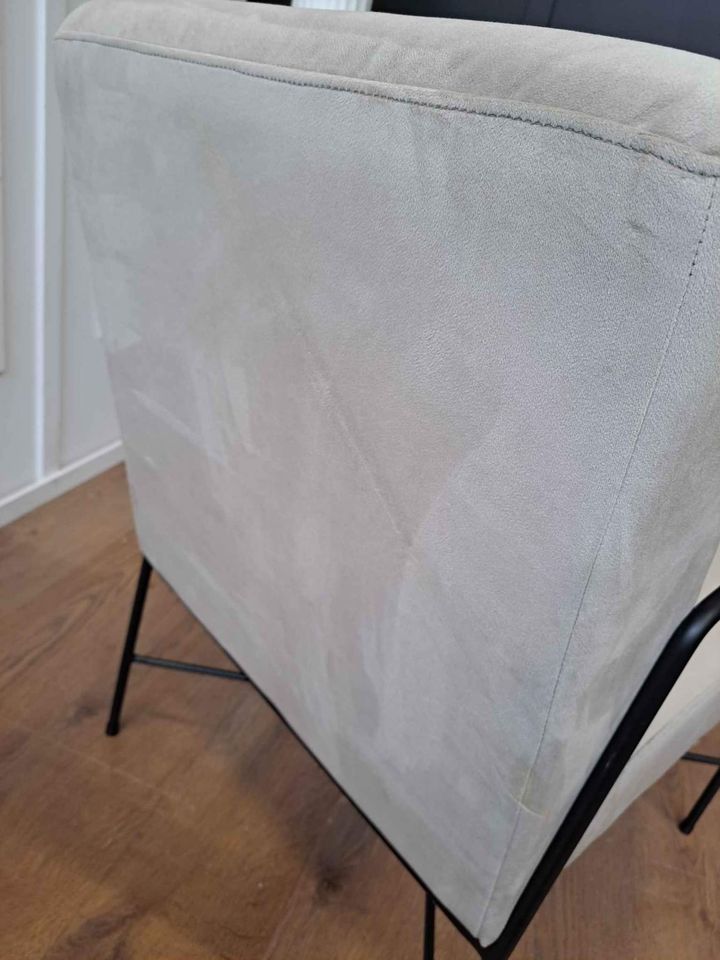 Armchair Grey Velvet and Black Metal Frame