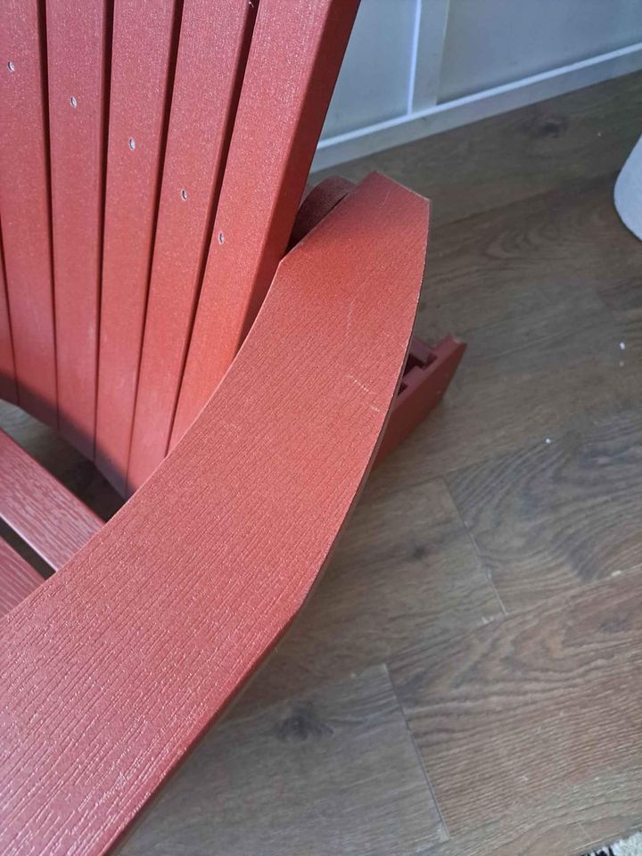 Red Reclining Deck Chair / Outdoor Patio Garden Seating