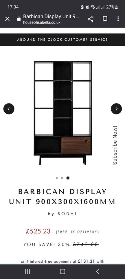 Bookcase / Display Unit Black and Walnut Sliding Doors