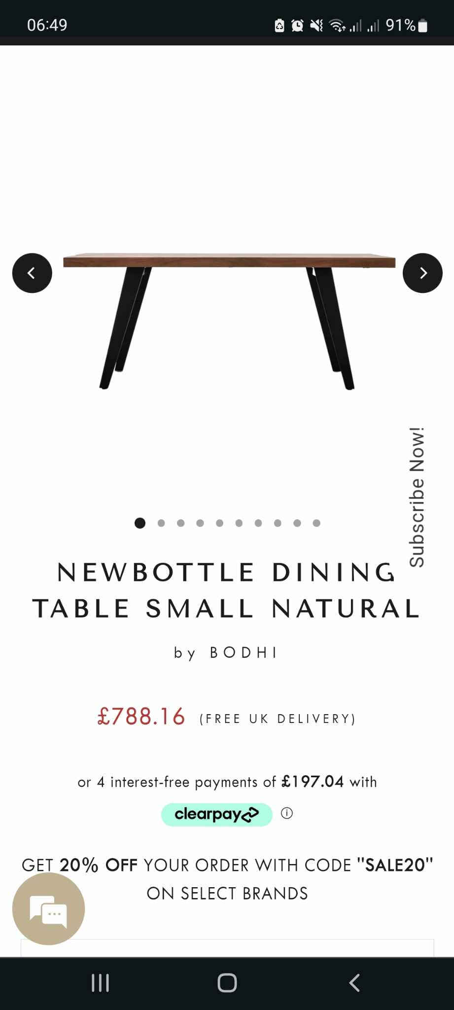 Dining Set- Solid Wood and Black Metal Dining Table and Bench Set