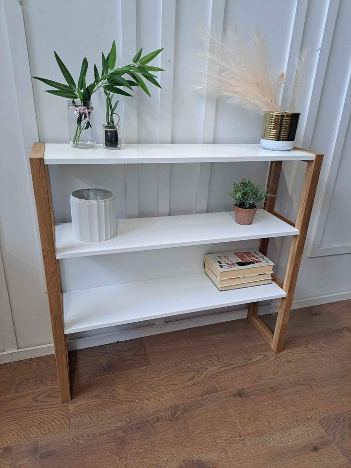 White and Oak console table / Shelving Unit