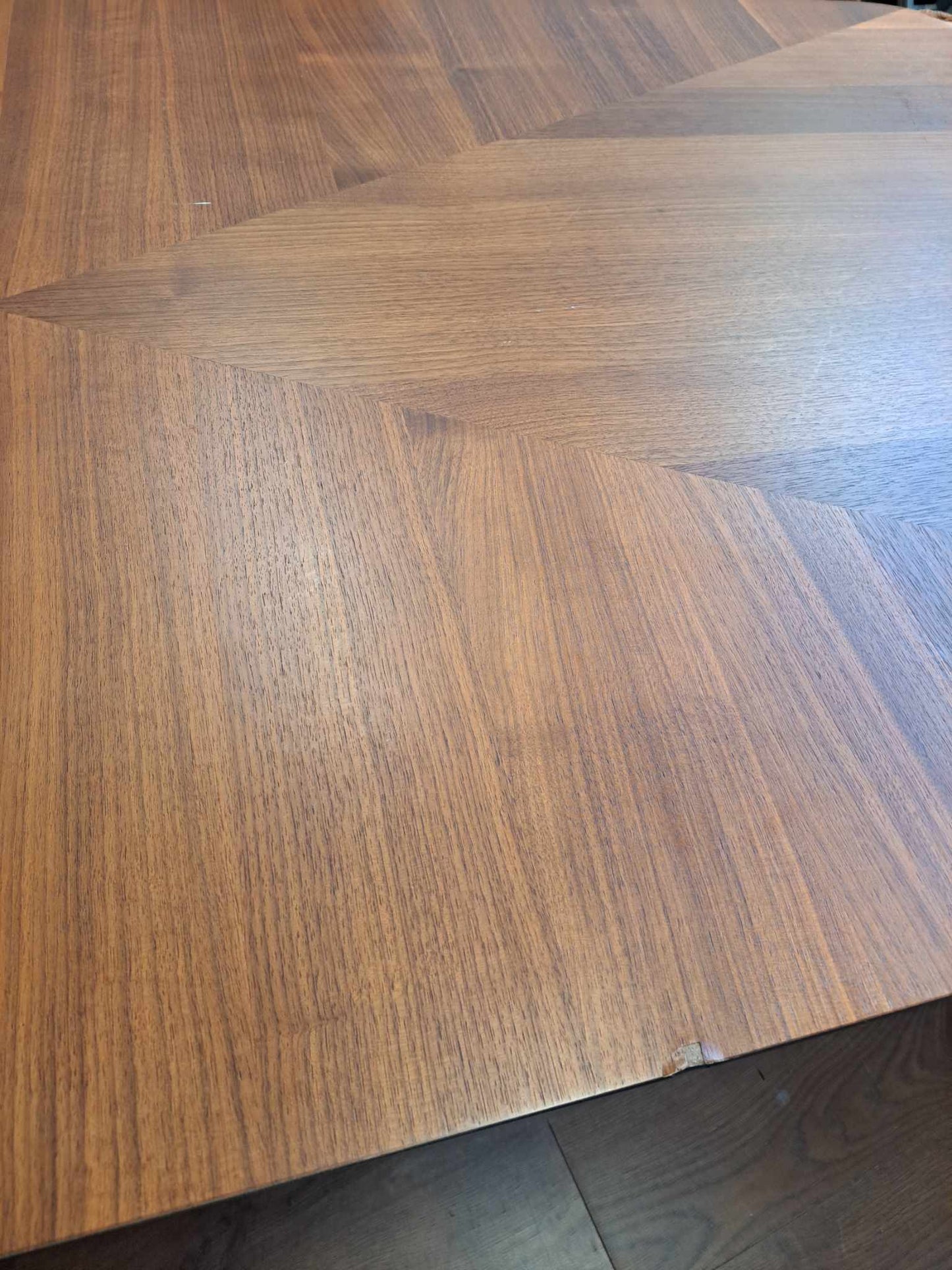 Dining Table extra large walnut black 50s industrial La Redoute Watford Vintage Inlaid Marquetry