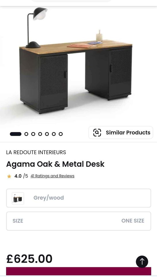 Desk Black Metal and Oak Wood