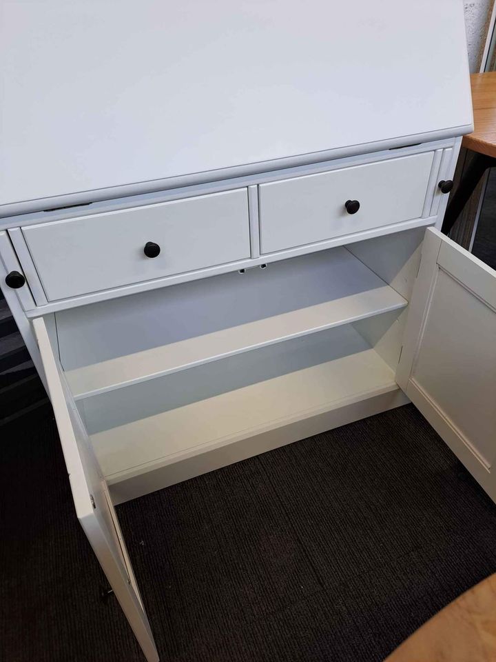 Desk Bureau Secretary White Solid Pine Wood
