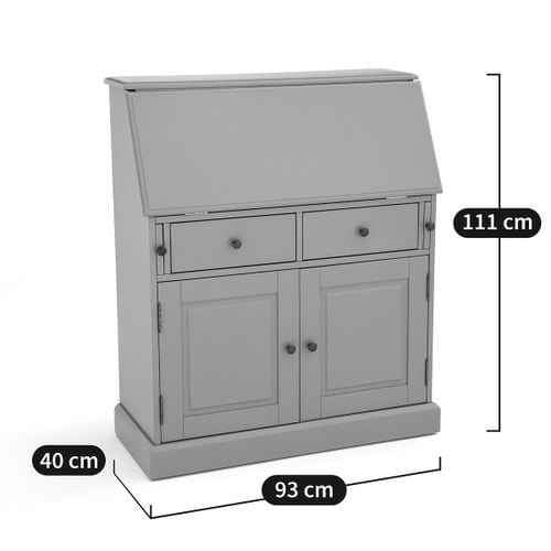 Desk Bureau Secretary White Solid Pine Wood