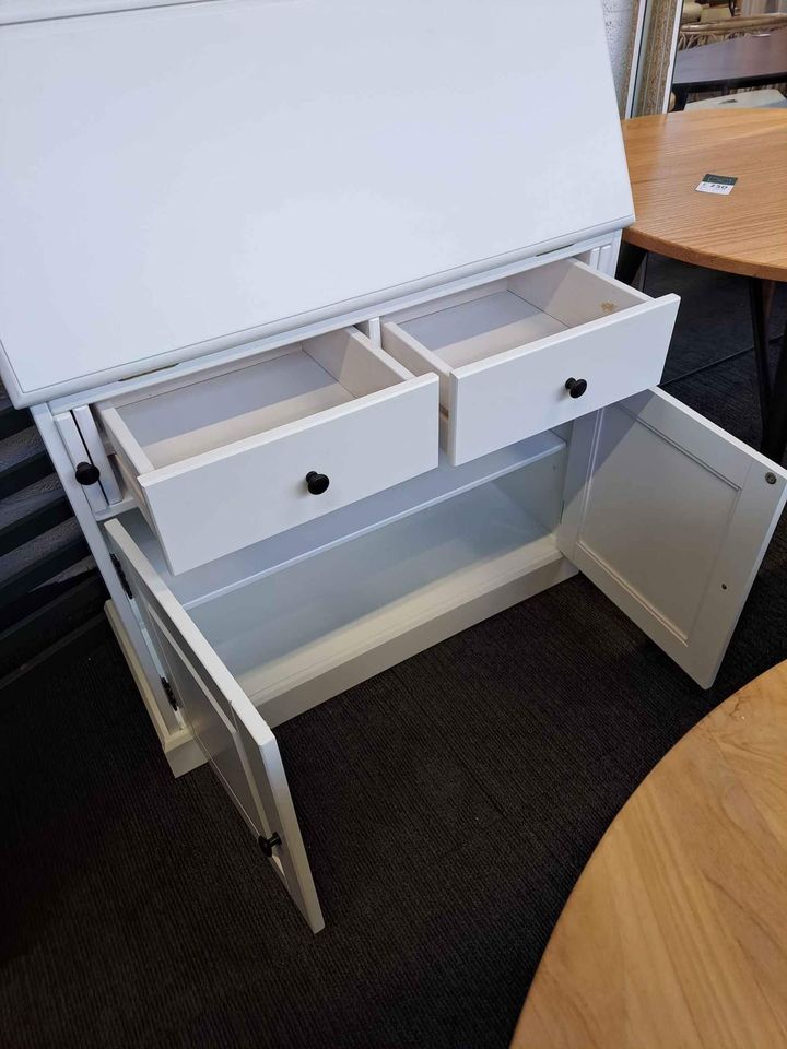 Desk Bureau Secretary White Solid Pine Wood