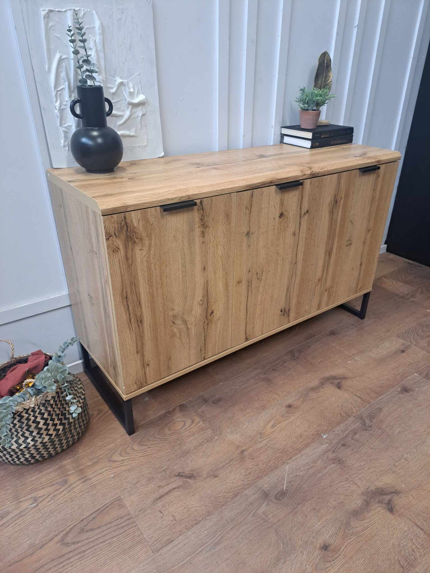Sideboard Oak Effect and Black Metal